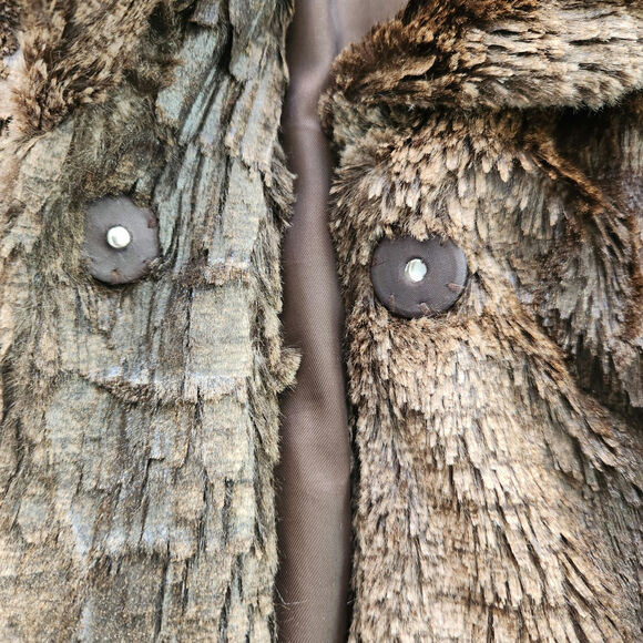 SHARON YOUNG  cropped shiny faux fur SWING JACKET size large - Picture 7 of 8